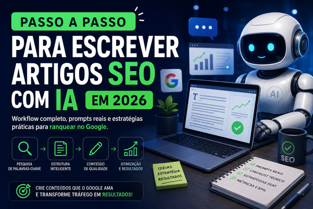 Passo a Passo Para Escrever Artigos SEO com IA em 2026 (Com Prompts Reais)
